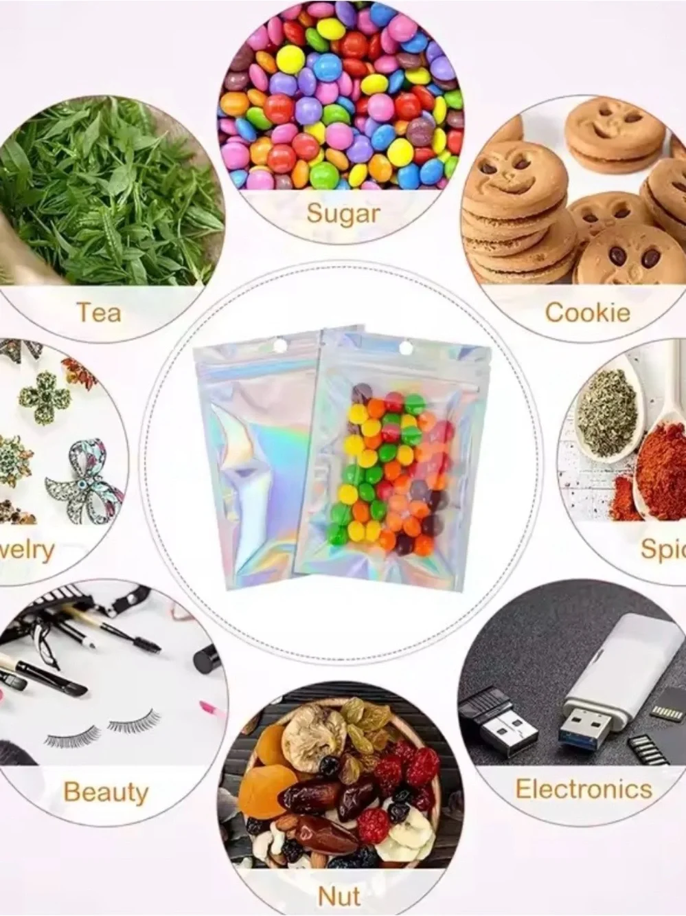 Holographic Iridescent Resealable Party Bags - 50 Pack